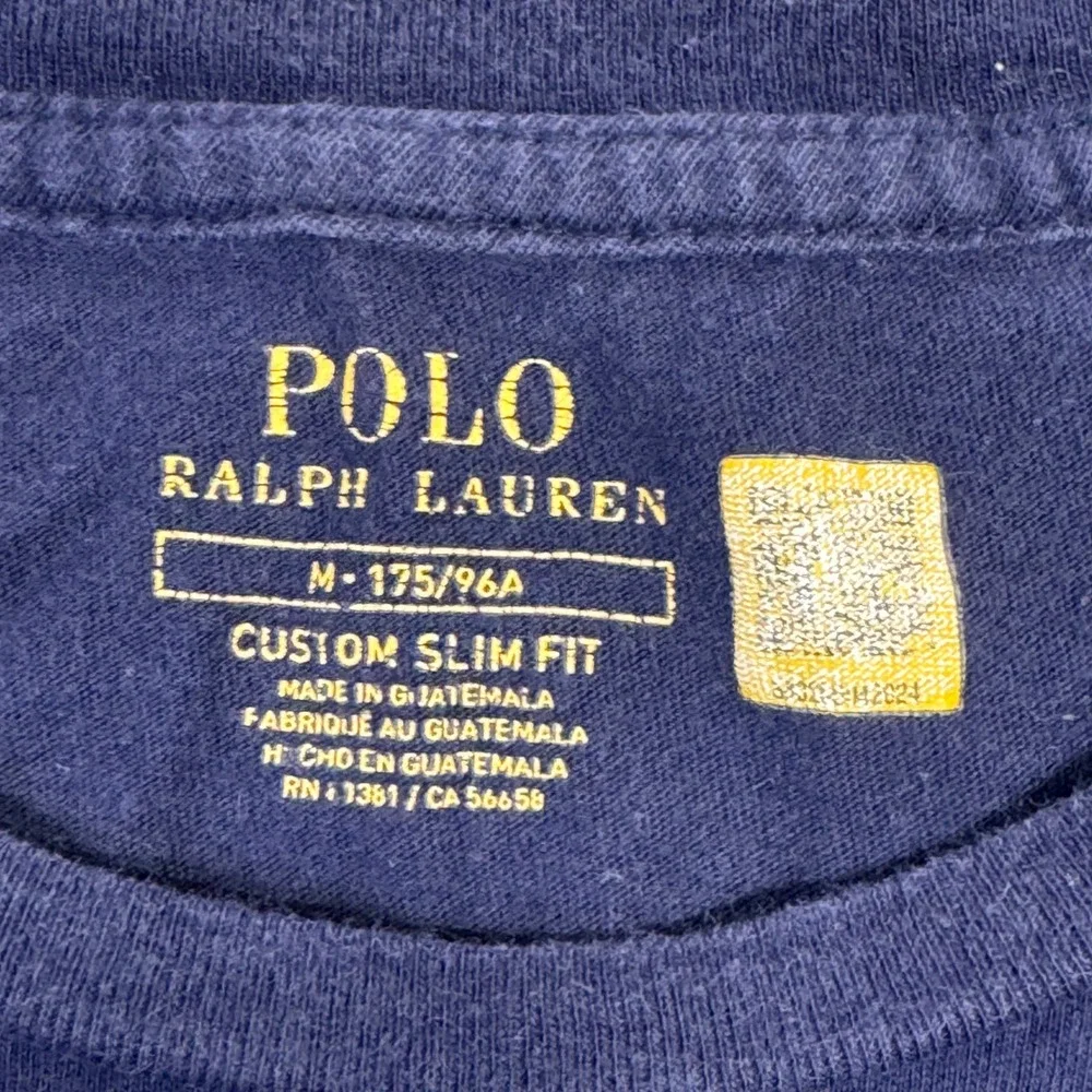 Polo Ralph Lauren Mens Custom Slim Fit T-Shirt Navy Blue Red Pony Logo M 9445